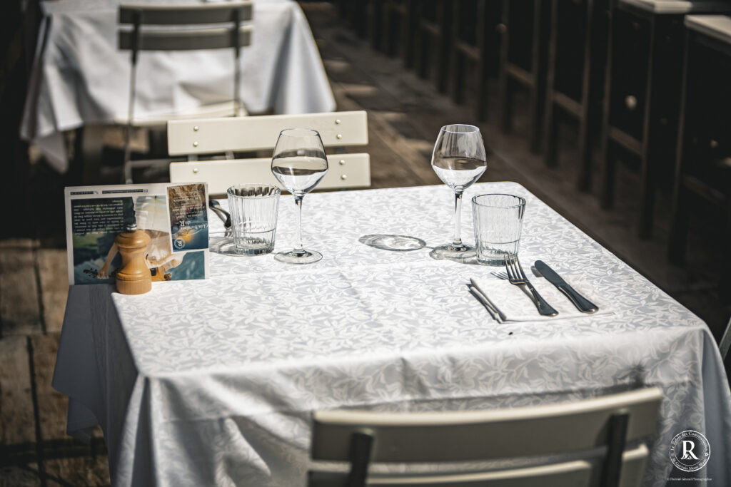 La terrasse du restaurant située face au Mont-Blanc